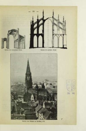 Aufbau der romanischen Kirche. Aufbau der gotischen Kirche. Gotisch: das Münster zu Freiburg i. B.