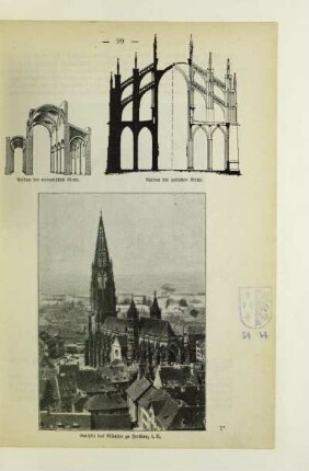 Aufbau der romanischen Kirche. Aufbau der gotischen Kirche. Gotisch: das Münster zu Freiburg i. B.
