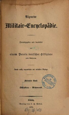 Allgemeine Militair-Encyclopädie. 7, Ostindien - Richmond