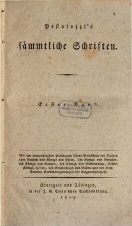 Pestalozzi's sämmtliche Schriften. 1, Bd.1, Lienhard und Gertrud ; Theil 1