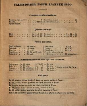 Almanach : pour l'année ... 1870