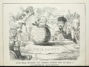 John Bull showing the foreign powers how to make a constitutional plum-pudding