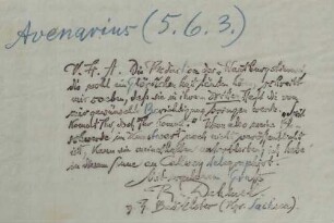 Brief an Ferdinand Avenarius