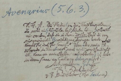 Brief an Ferdinand Avenarius