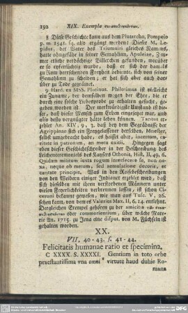 XX. VII, 40 - 43. s. 41 - 44. Felicitatis humanae ratio et specimina