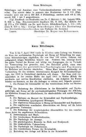 425-428, III. Kurze Mitteilungen