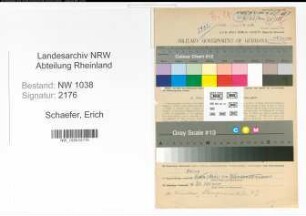 Entnazifizierung Erich Schaefer , geb. 22.08.1900 (Lehrer)