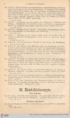 M. Hand-Zeichnungen (Nr. 679 - 692)