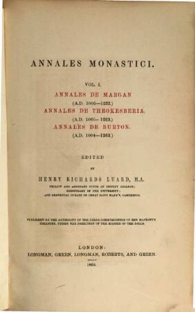 Annales monastici. 1, Annales de Margan [u.a]