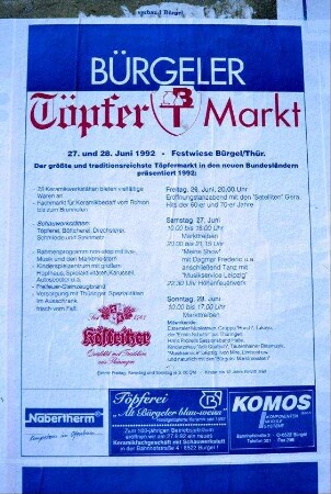Bürgeler Töpfermarkt: Plakat mit Ankündigung und Programm