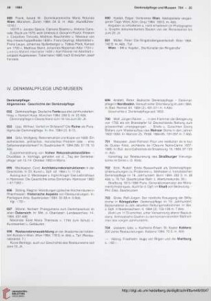 IV. Denkmalpflege und Museen