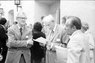 1979 Nobelpreisträgertagung Physik; Eröffnung der NPT Tagung (25.6.79): Purcel, Paul Dirac, Julian Schwinger