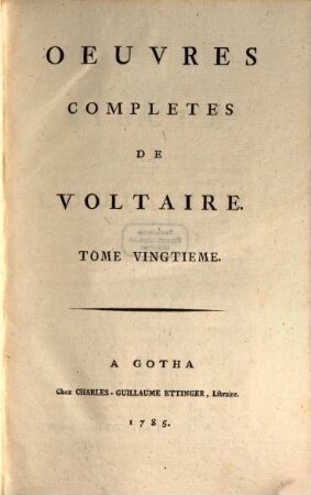 Oeuvres completes de Voltaire. 20, Siecle De Louis XIV ; 1