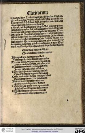 Finit stella clericorum feliciter.