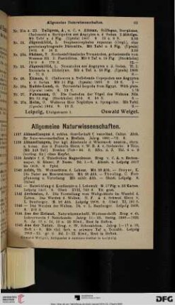 Allgemeine Naturwissenschaften (Nr. 1137-1297)