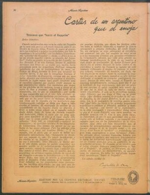 Cartas de un argentino que se enoja : Tenemos que "hacer el Zeppelin"