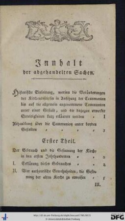 Innhalt der abgehandelten Sachen.