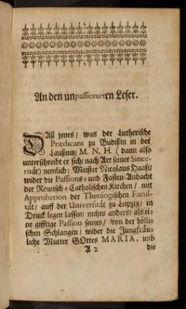 2r-3v, An den unpassionirten Leser