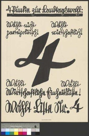 Wahlplakat der Wirtschaftlichen Einheitsliste zur Landtagswahl am 27. November 1927