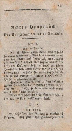 Achtes Hauptstück. Von Zurichtung der kalten Getränke.