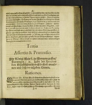 [Tertia Assertio & Praetensio.- V. & Ultima Assertio & Praetensio.]