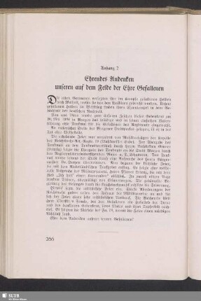 Anhang 2. Ehrendes Andenken unseren auf dem Felde der Ehre Gefallenen