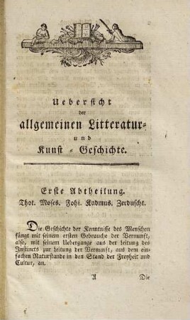 Übersicht der allgemeinen Litteratur- und Kunst-Geschichte, 1