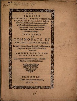 De commodato et precario conclusiones