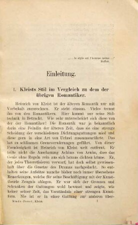 Heinrich von Kleist : seine Sprache und sein Stil. Erster Teil: Dramatischer Stil