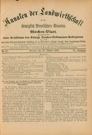 No. 43. Berlin, den 27. Oktober 1869. IX. Jahrgang.