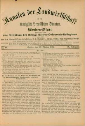 No. 43. Berlin, den 27. Oktober 1869. IX. Jahrgang.
