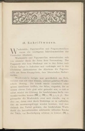 18. Schriftwesen.