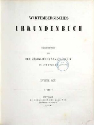 Wirtembergisches Urkundenbuch, 2. 1138 - 1212