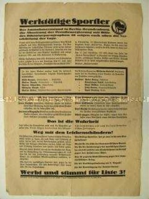 Sonderdruck der KPD zur Reichstagswahl 1932 mit Ausrichtung auf die Arbeitersportler
