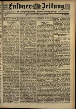 Zweite Ausgabe vom Samstag, den 22. September 1900.