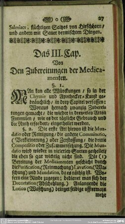 Das III. Cap. Von Den Zubereitungen der Medicamenten