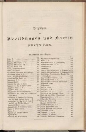 Verzeichnis der Abbildungen und Karten zum ersten Bande.