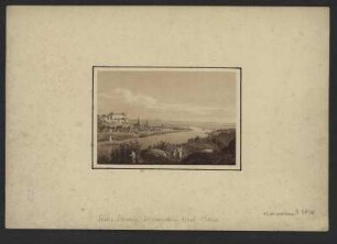 Ansicht von Pirna, Radierung, um 1810? : Festung Sonnenstein und Pirna. - [S.l.] , [um 1810?]. - 1 Kunstbl. : Radierung, sepiagetönt ; 14 x 10 cm