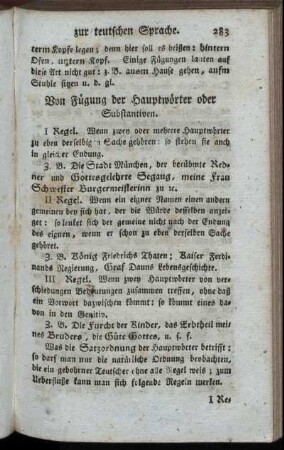 Von Fügung der Hauptwörter oder Substantiven. - Von Fügung der Bindewörter oder Conjunctionen.