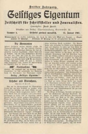 Nummer 8 (15. Januar 1907)