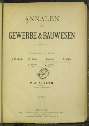 1.1877=1/12: Annalen für Gewerbe und Bauwesen