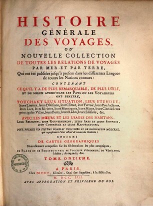 Histoire générale des voyages : ou nouvelle collection de toutes les relations de voyages par mer et par tere qui ont été publiées, 11