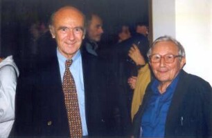 Prof. Dr. Karl Dedecius / Polonist, Übersetzer; Tadeusz Rózwwicz (Polen), Schriftsteller : Karl Dedecius (geb. 1921; Übersetzer) und Tadeusz Rózewicz (geb. 1921; Schriftsteller)
