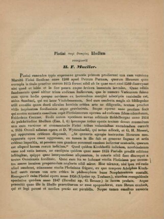 Plotini [...] libellum
