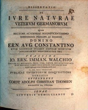 Diss. de iure naturae veterum Germanorum