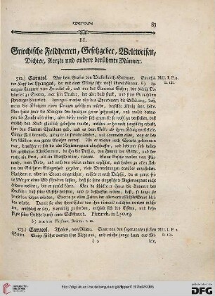 II. Griechische Feldherren, Gesetzgeber, Weltweisen, Dichter, Aerzte und andere berühmte Männer