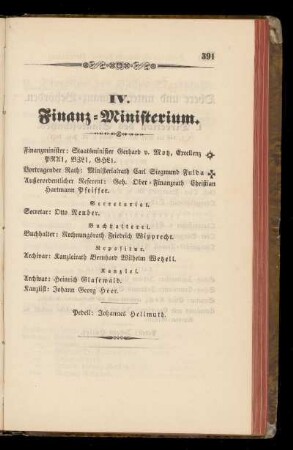 IV. Finanz=Ministerium.