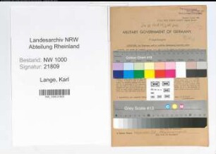 Entnazifizierung Karl Lange, geb. 27.05.1901 (Telegrafenassistent)