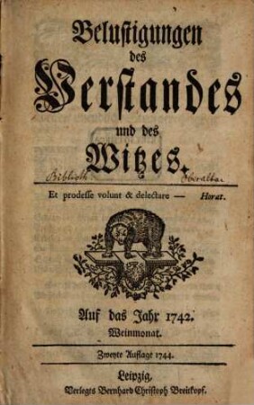 Belustigungen des Verstandes und Witzes. 1742, Okt. - Dez.