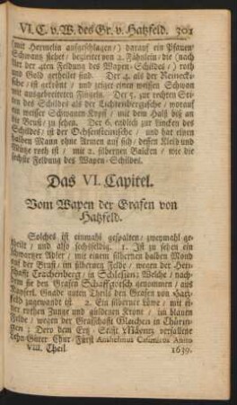Das VI. Capitel. Vom Wapen der Grafen von Hatzfeld
